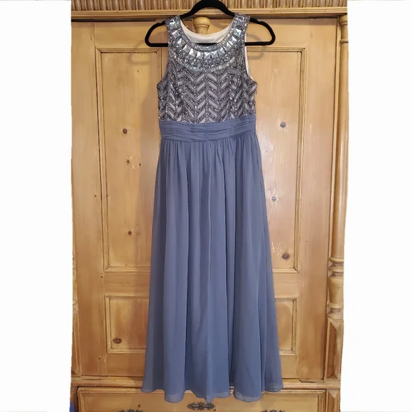 JS Collections beaded chiffon dress
